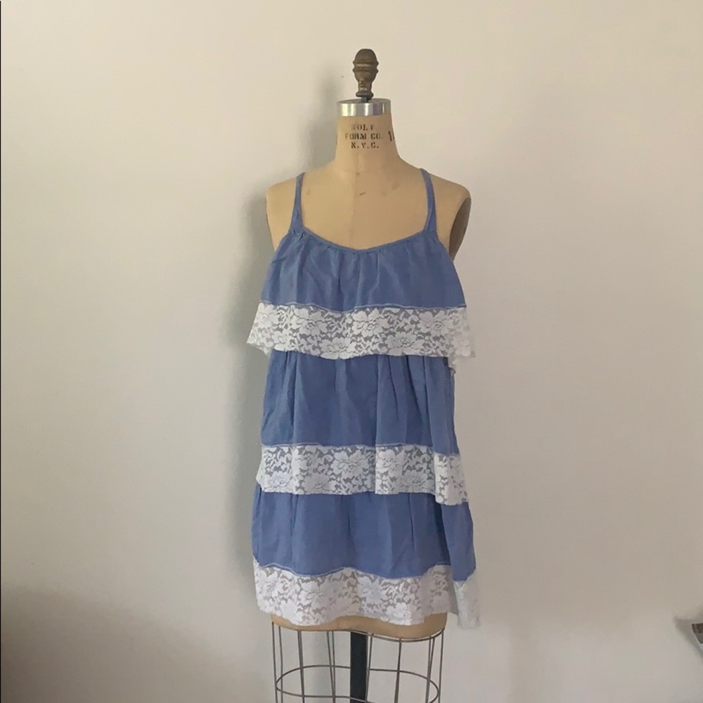 Blue tiered cotton dress
